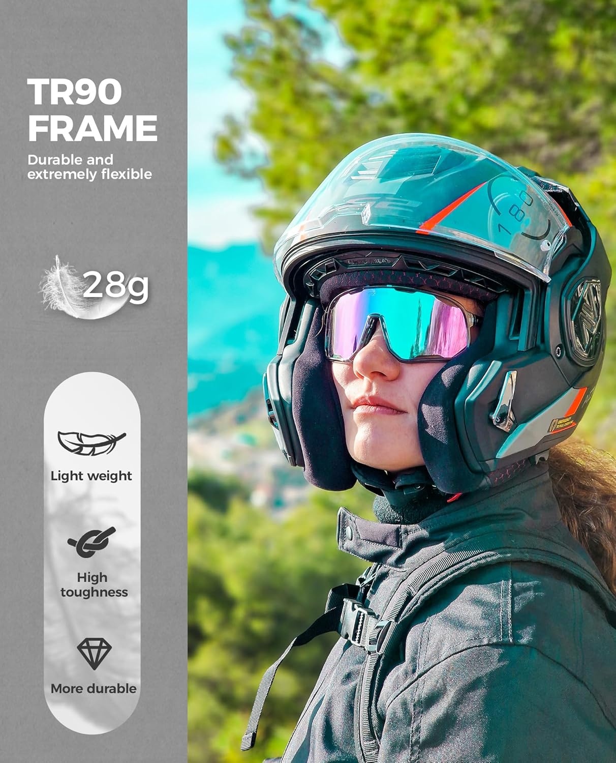 image:imageROCKBROS Polarized Sunglasses for Men Women UV400 Protection Cycling Running MTB Biking Baseball Softball Glasses 3 LensesGrey
