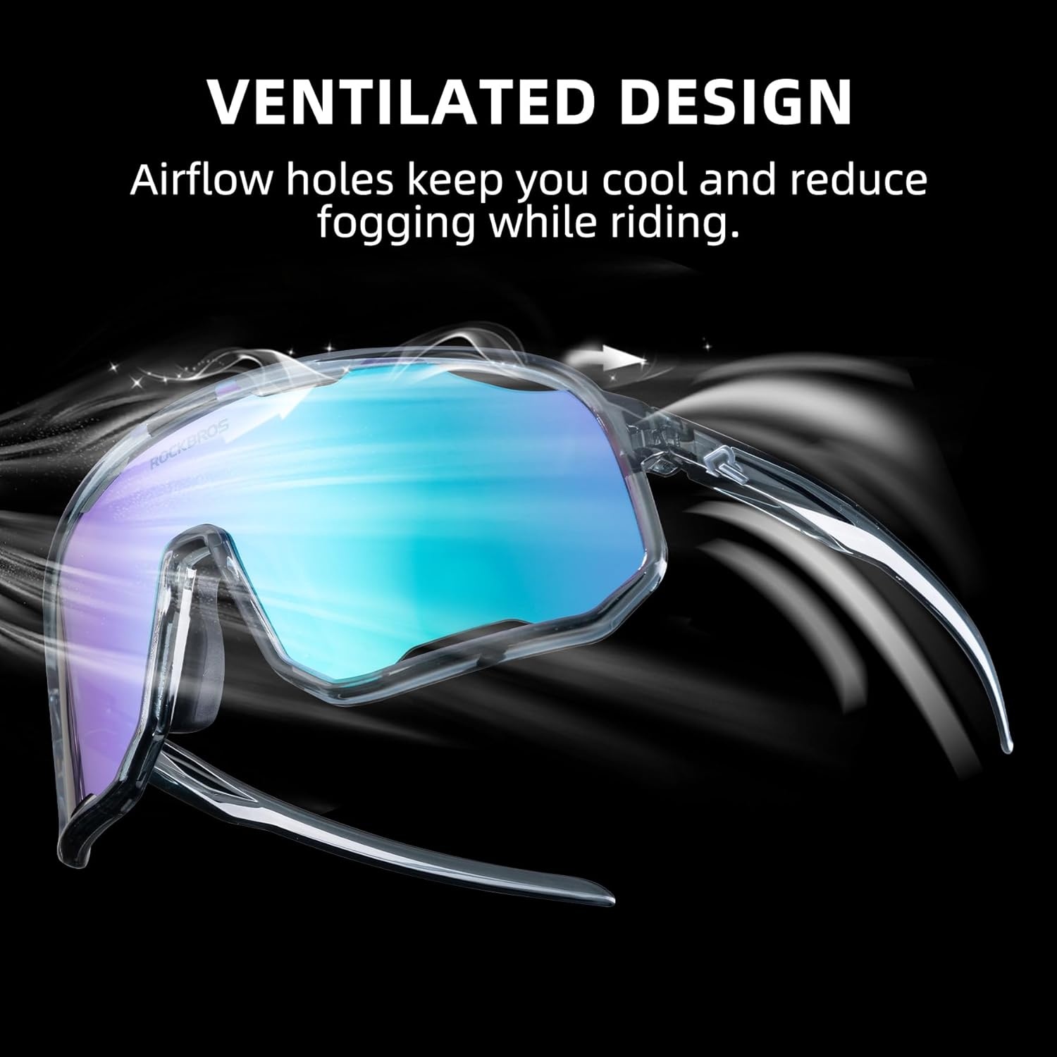 image:imageROCKBROS Polarized Sunglasses for Men Women UV400 Protection Cycling Running MTB Biking Baseball Softball Glasses 3 LensesLight Blue
