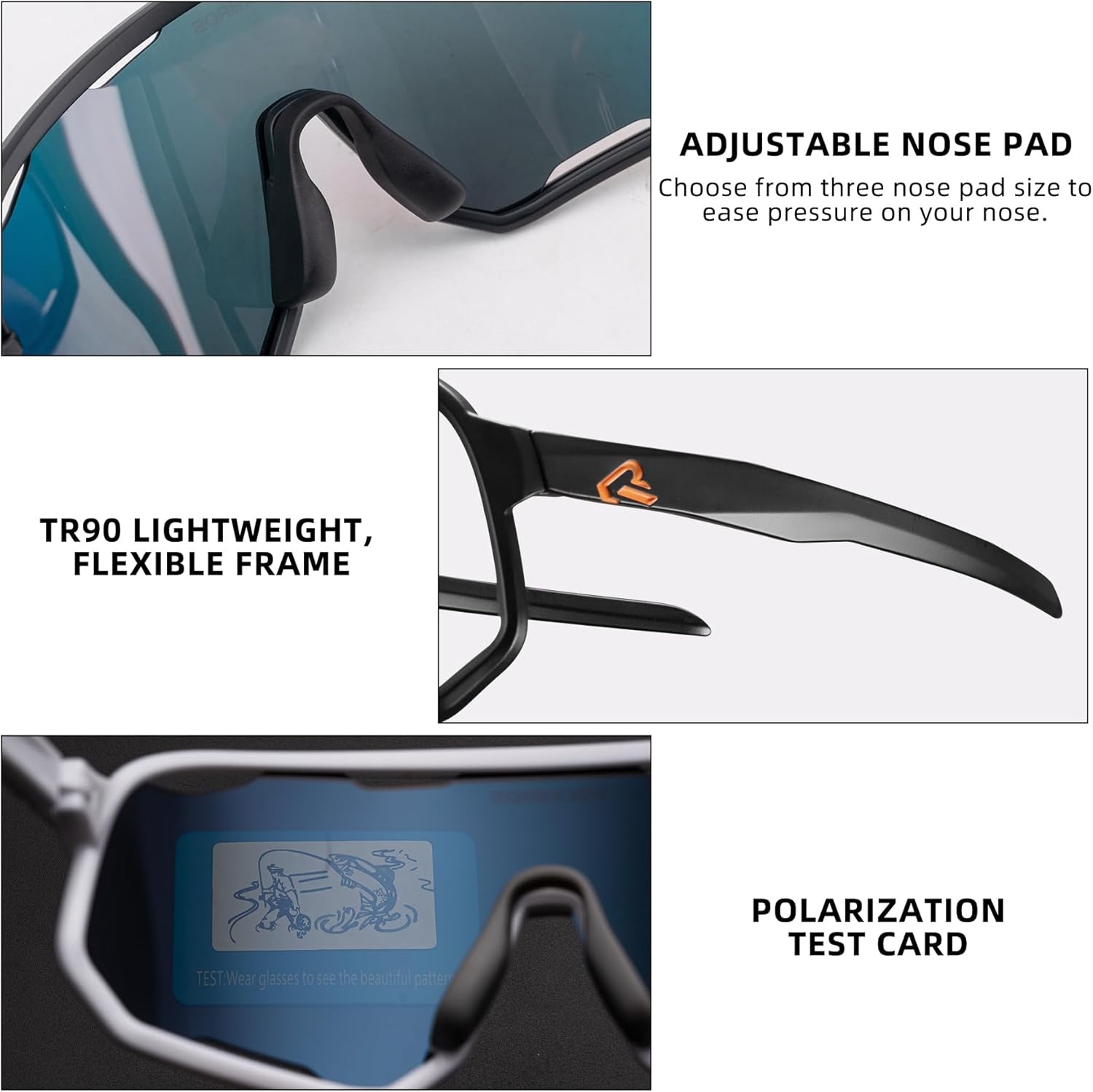 image:imageROCKBROS Polarized Sunglasses for Men Women UV400 Protection Cycling Running MTB Biking Baseball Softball Glasses 3 LensesLight Blue