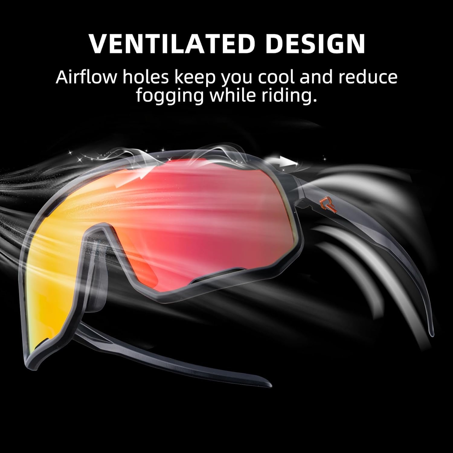 image:imageROCKBROS Polarized Sunglasses for Men Women UV400 Protection Cycling Running MTB Biking Baseball Softball Glasses 3 LensesOrange