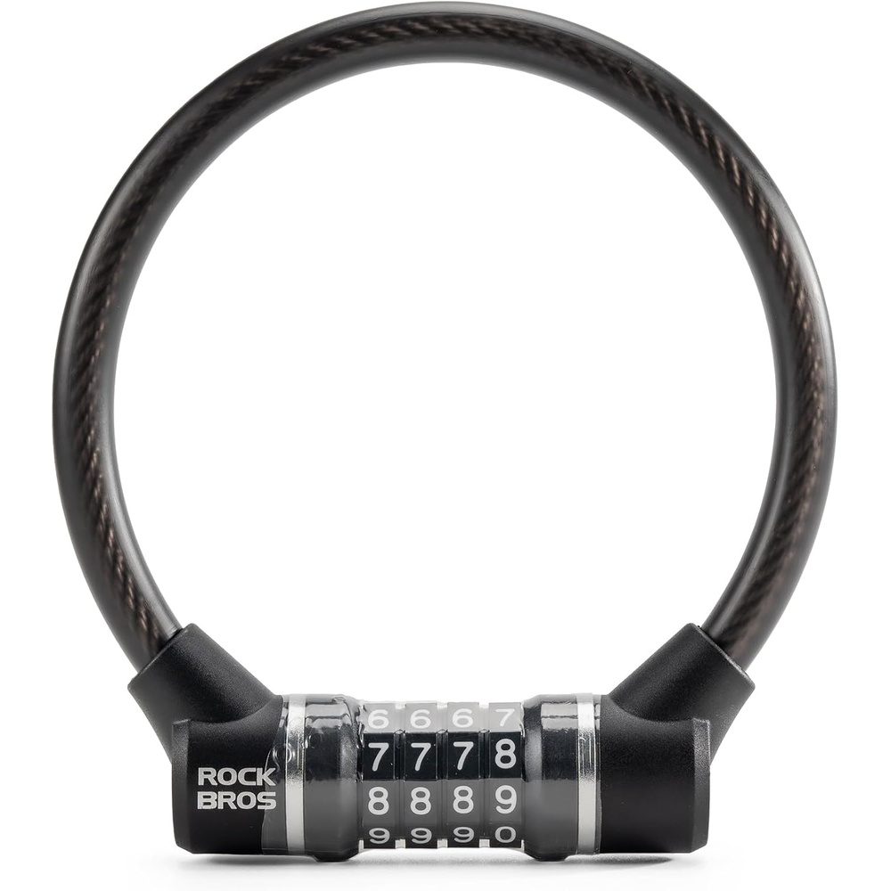 image:imageROCKBROS Cable Lock Combination Bike Lock 4 Digit Mini Lock 114 Long Resettable Cable Lock AntiTheft Accessories Black