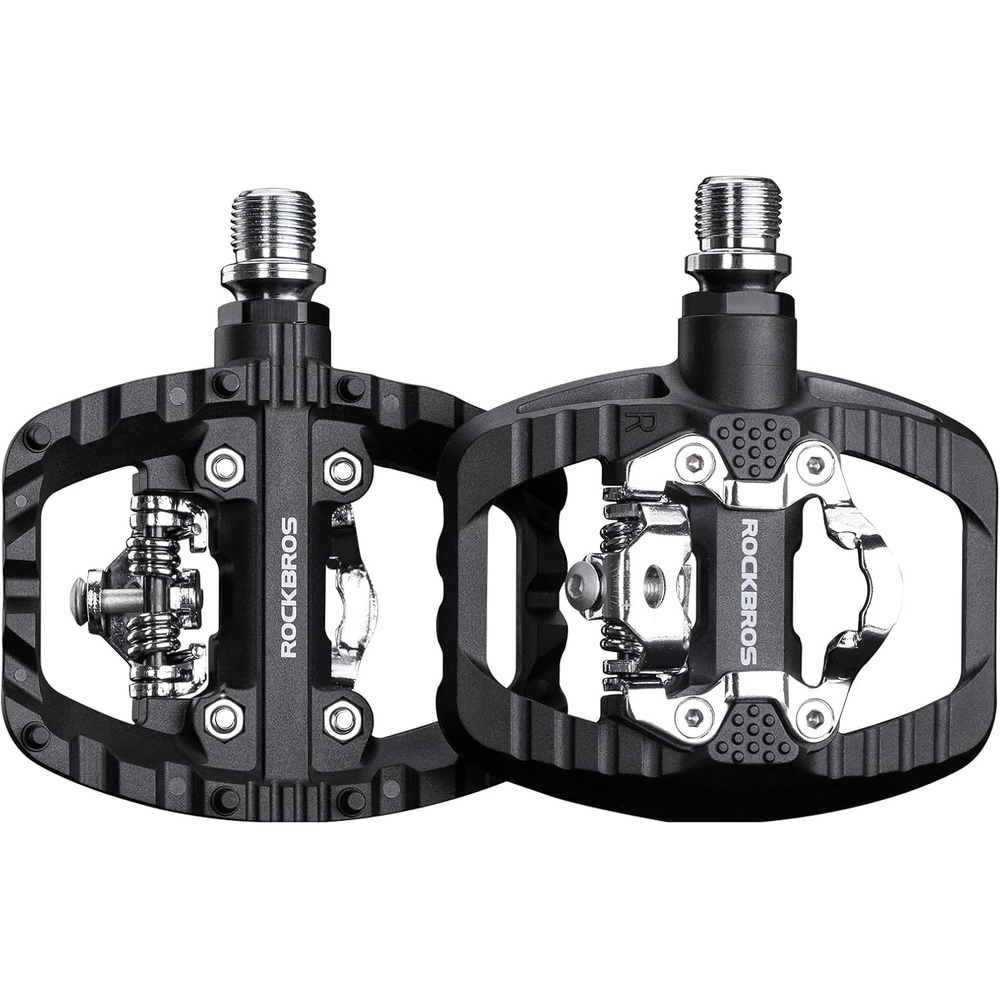 image:imageROCKBROS Mountain Bike Pedals Dual Function Sealed Clipless Flat Platform Compatible with SPD Bicycle Pedals for Mountain Bike MTB Pedals Flat