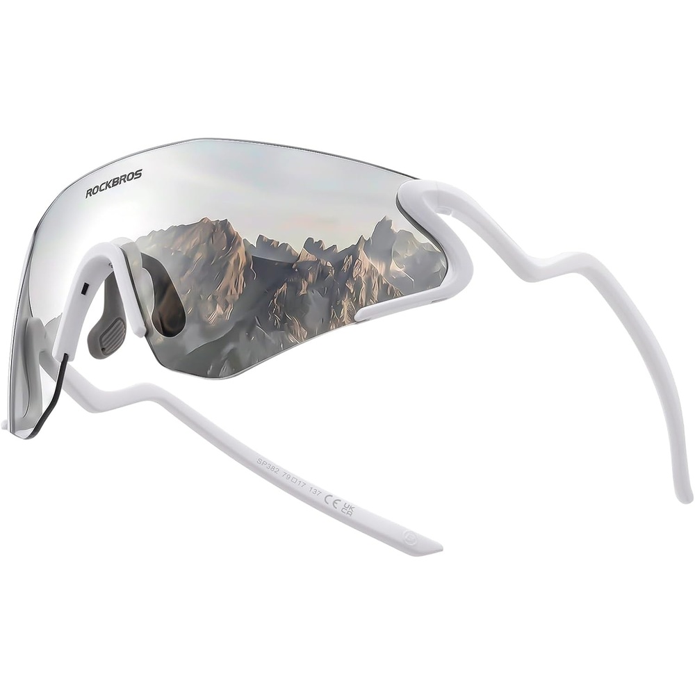 image:imageROCKBROS Photochromic Cycling Glasses for Men Women 24g Unique Temples amp Raised Frame UV400 Bike GlassesMatte White