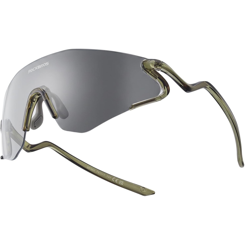 image:imageROCKBROS Photochromic Cycling Glasses for Men Women 24g Unique Temples amp Raised Frame UV400 Bike GlassesTransparent Green