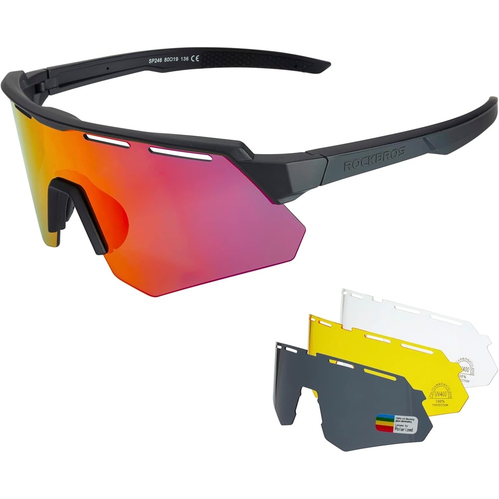 image:imageROCKBROS Polarized Sports Sunglasses for Men Baseball Cycling Sunglasses UV400 Protection for Women MenBlack