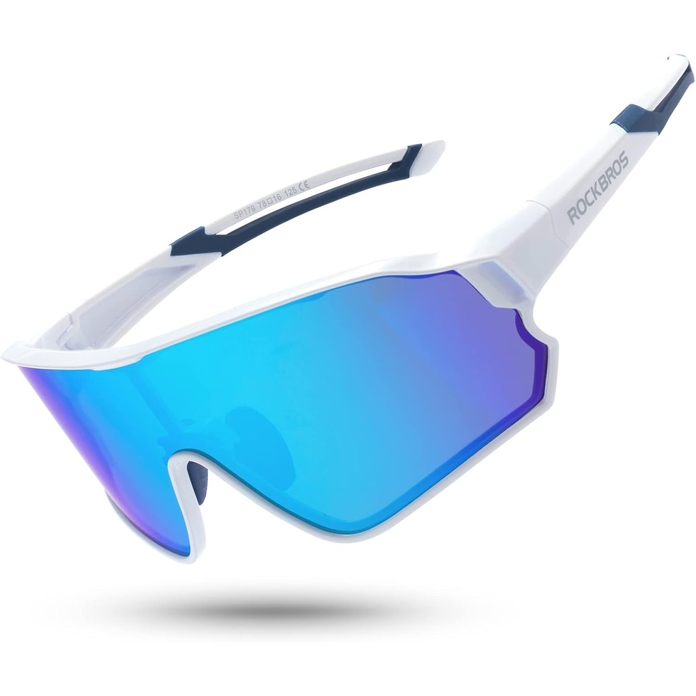 image:imageROCKBROS Polarized Sunglasses UV Protection for Women Men Cycling SunglassesWhite Blue