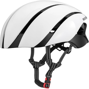 ROCKBROS Adult Bike Helmet Streamlined Aerodynamic, Comfortable Y – Shaped Strap Cycling Helmet for Larger Head Men Women Reflective Adjustable Webbing for Road & Mountain Biking(White – High Gloss)