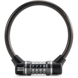 ROCKBROS Cable Lock Combination Bike Lock 4 Digit Mini Lock 11.4” Long Resettable Cable Lock Anti-Theft Accessories Black