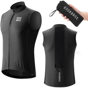 ROCKBROS Cycling Wind Vest, Sleeveless Biking Vest, Windbreaker Vest for Men, Cooling & Lightweight Vest, Gilet for Running(Black)