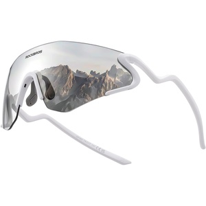 ROCKBROS Photochromic Cycling Glasses for Men Women, 24g Unique Temples & Raised Frame, UV400 Bike Glasses(Matte White)