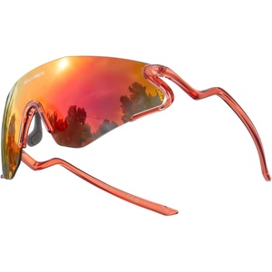 ROCKBROS Photochromic Cycling Glasses for Men Women, 24g Unique Temples & Raised Frame, UV400 Bike Glasses(Transparent Red)