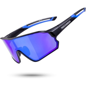 ROCKBROS Polarized Sunglasses UV Protection for Women Men Cycling Sunglasses(Black Blue)