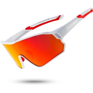 ROCKBROS Polarized Sunglasses UV Protection for Women Men Cycling Sunglasses(White Red)