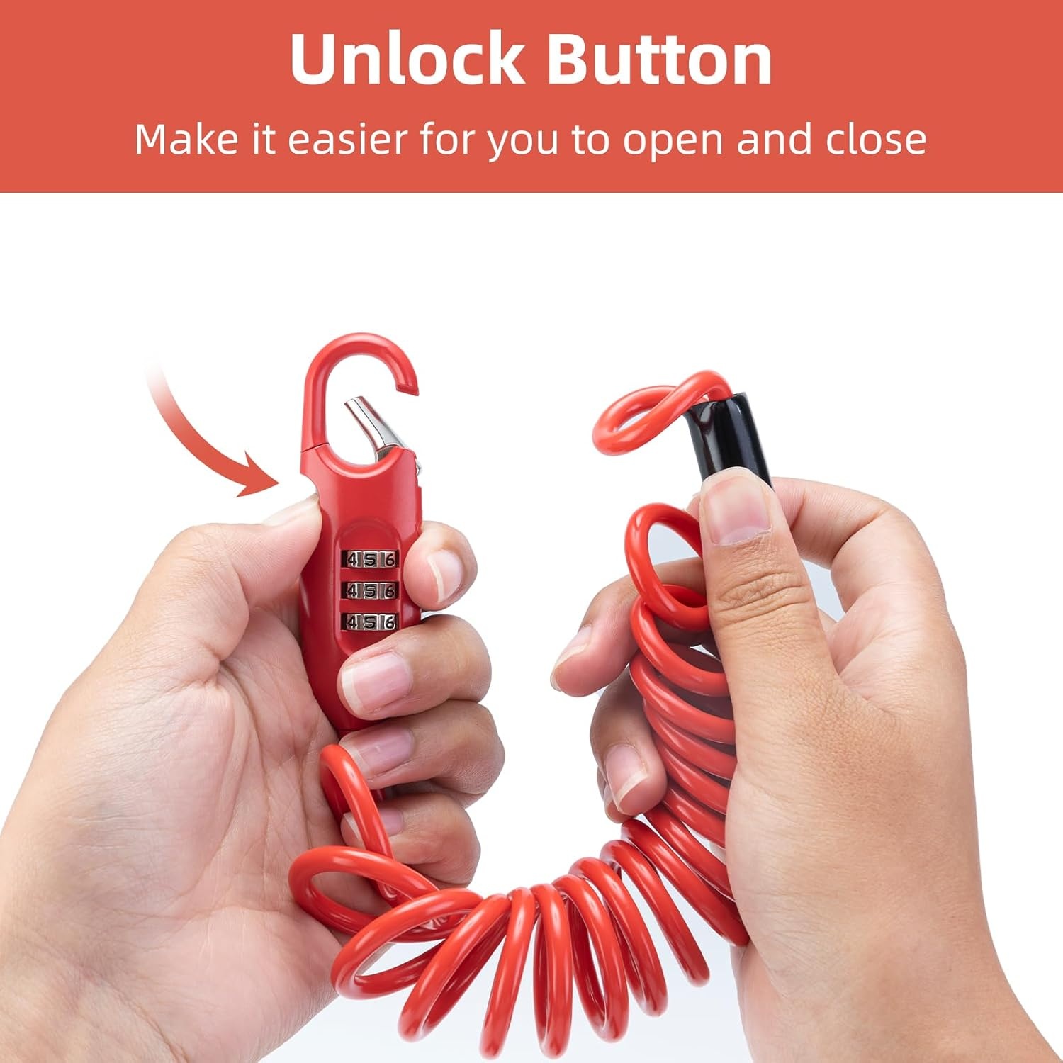 image:imageROCKBROS 6FT Long Bike Lock Cable Combination Motorcycle Helmet Lock Portable AntiTheft for ScooterBicycleEbikeRed