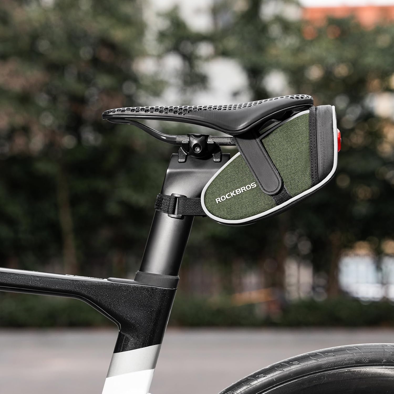 image:imageROCKBROS Bike Saddle Bag with Tail Light Bicycle Seat Pack Lightweight Storage Bag under Bike Seat Cycling AccessoriesStrap