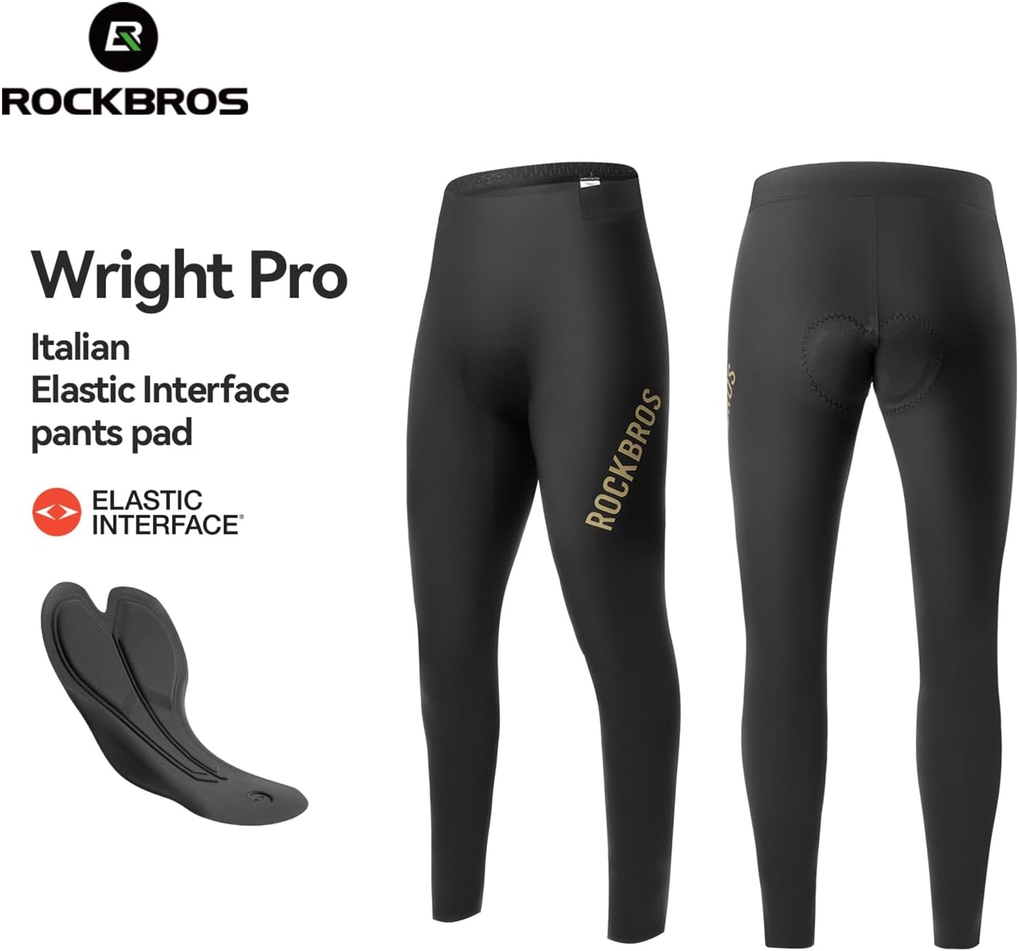 image:imageROCKBROS Cycling Pants for Men Bike Pants with Italian Padding for Outdoor Riding Road Mountain Bicycle BreathableBlack Italian Elastic Interface Padding
