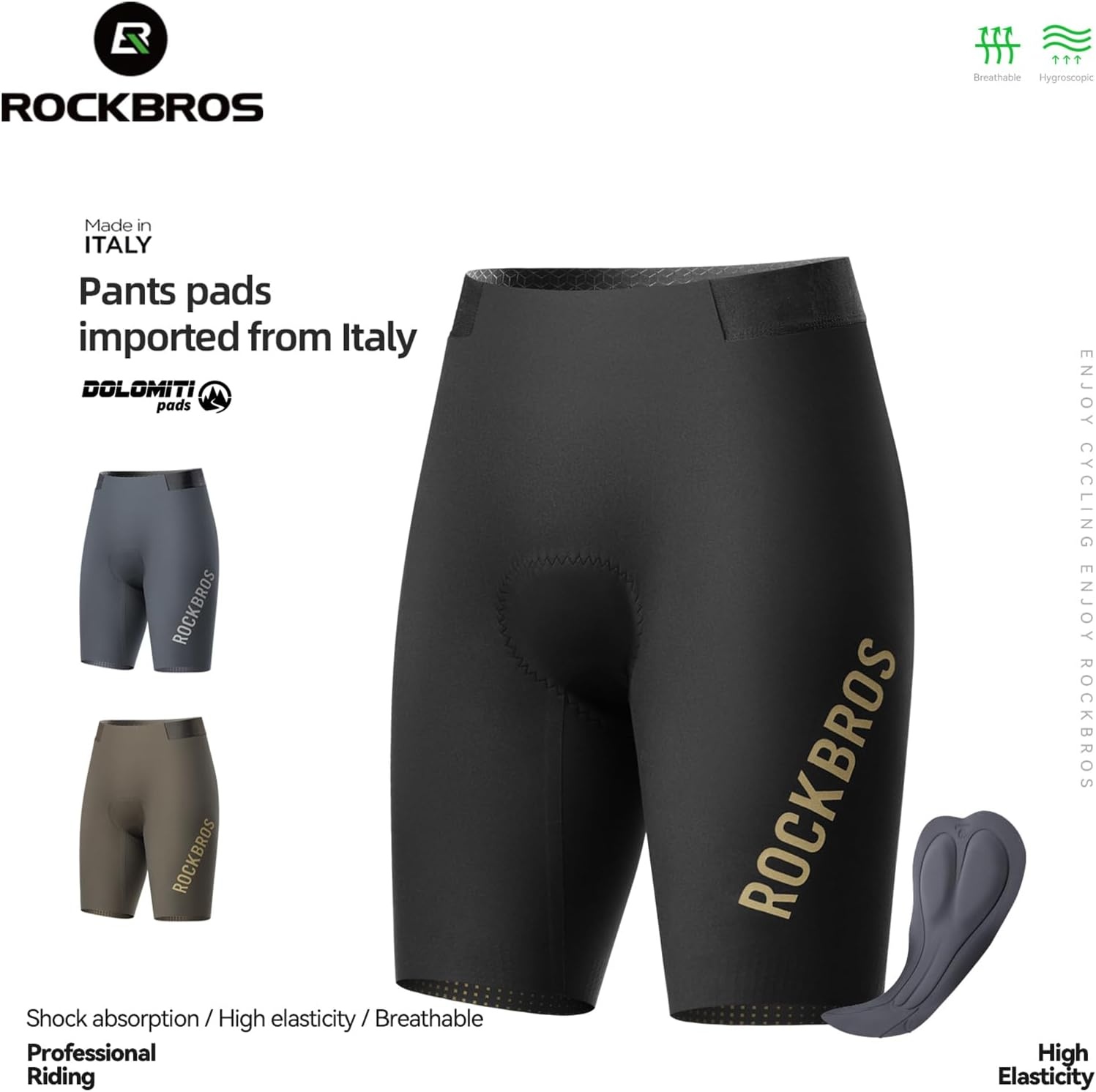 image:imageROCKBROS Mens Bike Shorts with Padded Cycling Road Biking Riding Breathable Shorts Tight for MenBlack
