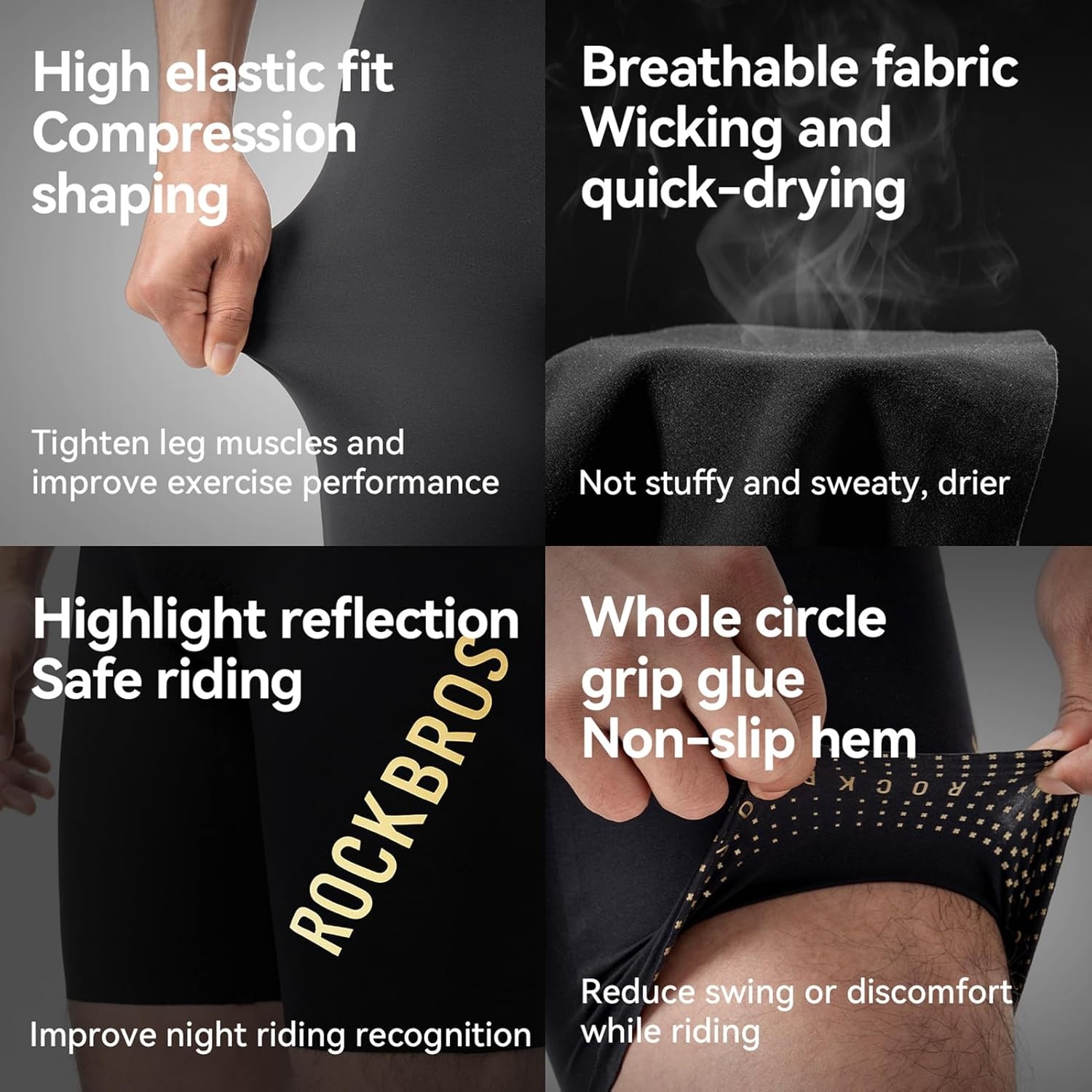 image:imageROCKBROS Mens Bike Shorts with Padded Cycling Road Biking Riding Breathable Shorts Tight for MenTitanium Gray