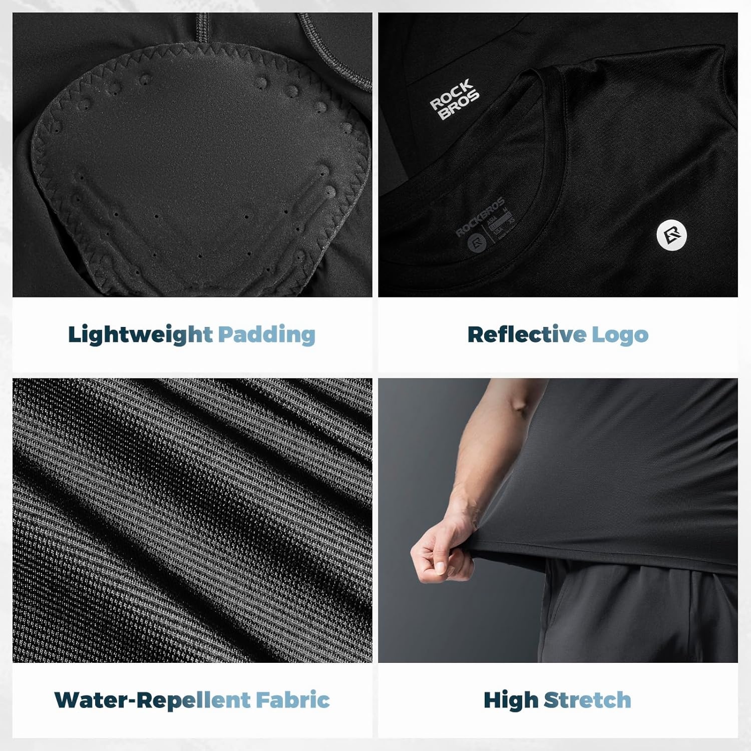 image:imageROCKBROS Mens Cycling Jersey Set Short Sleeve with Padded Cycling Bike Shorts Breathable Casual Road Bike Cycling Outfit