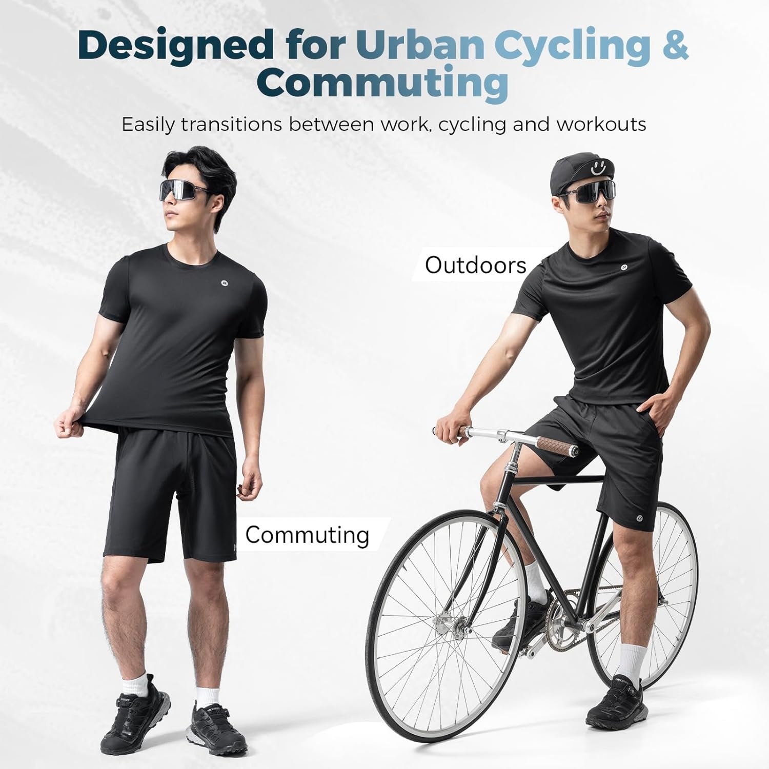 image:imageROCKBROS Mens Cycling Jersey Set Short Sleeve with Padded Cycling Bike Shorts Breathable Casual Road Bike Cycling Outfit