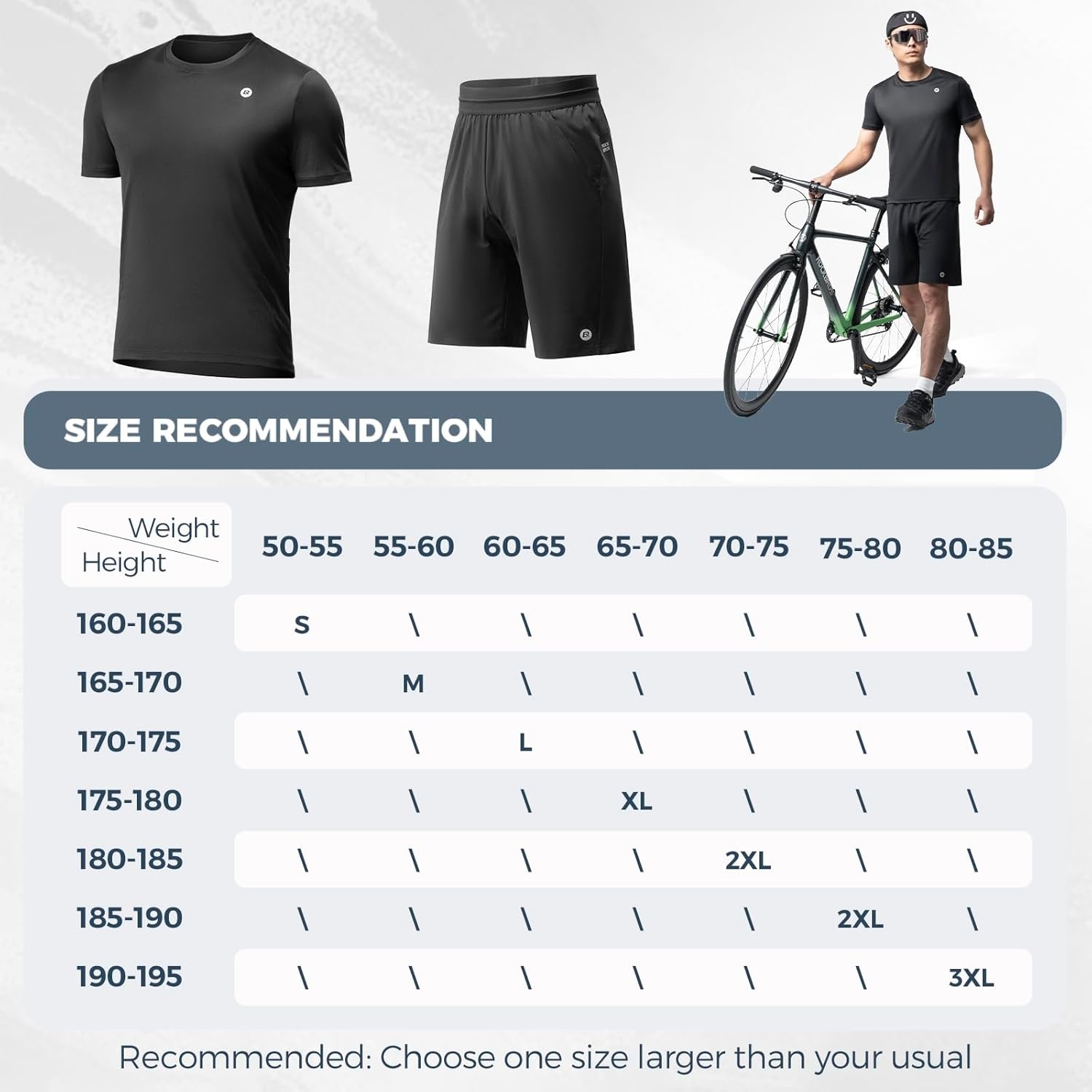 image:imageROCKBROS Mens Cycling Jersey Set Short Sleeve with Padded Cycling Bike Shorts Breathable Casual Road Bike Cycling Outfit