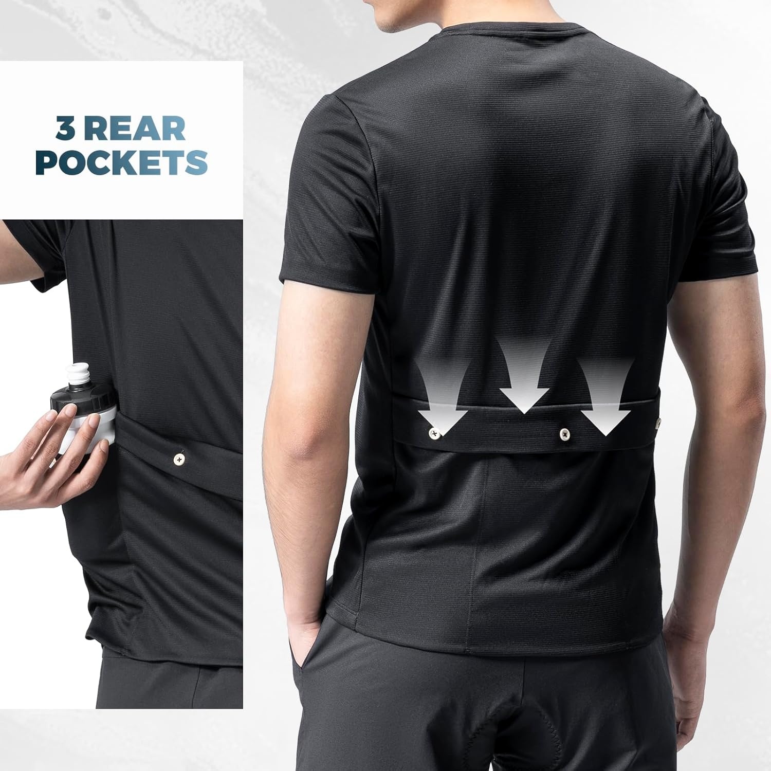 image:imageROCKBROS Mens Cycling Jersey Set Short Sleeve with Padded Cycling Bike Shorts Breathable Casual Road Bike Cycling Outfit