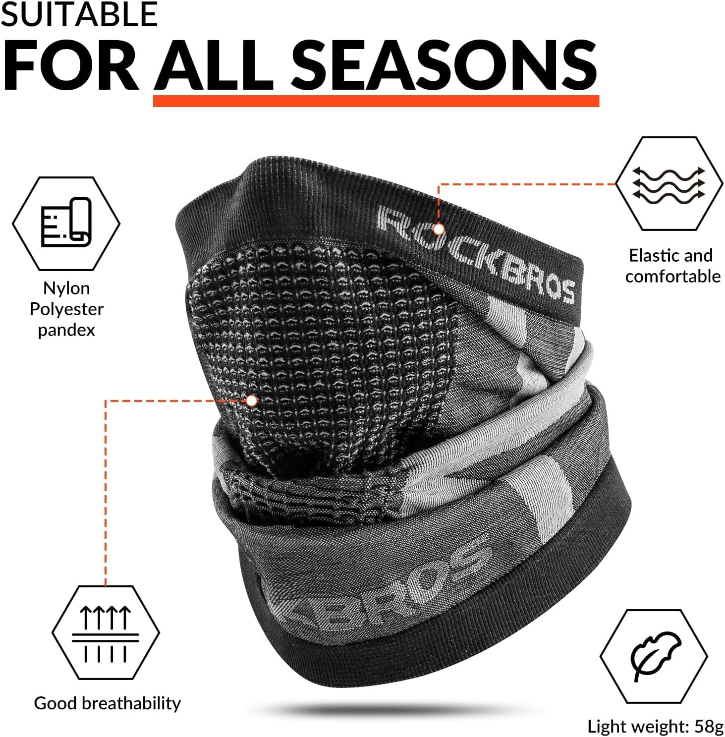 image:imageROCKBROS Neck Gaiter for Men Half Face Mask for Women Breathable Air Hole Design Suit for Ski Snowboard HuntingBlack