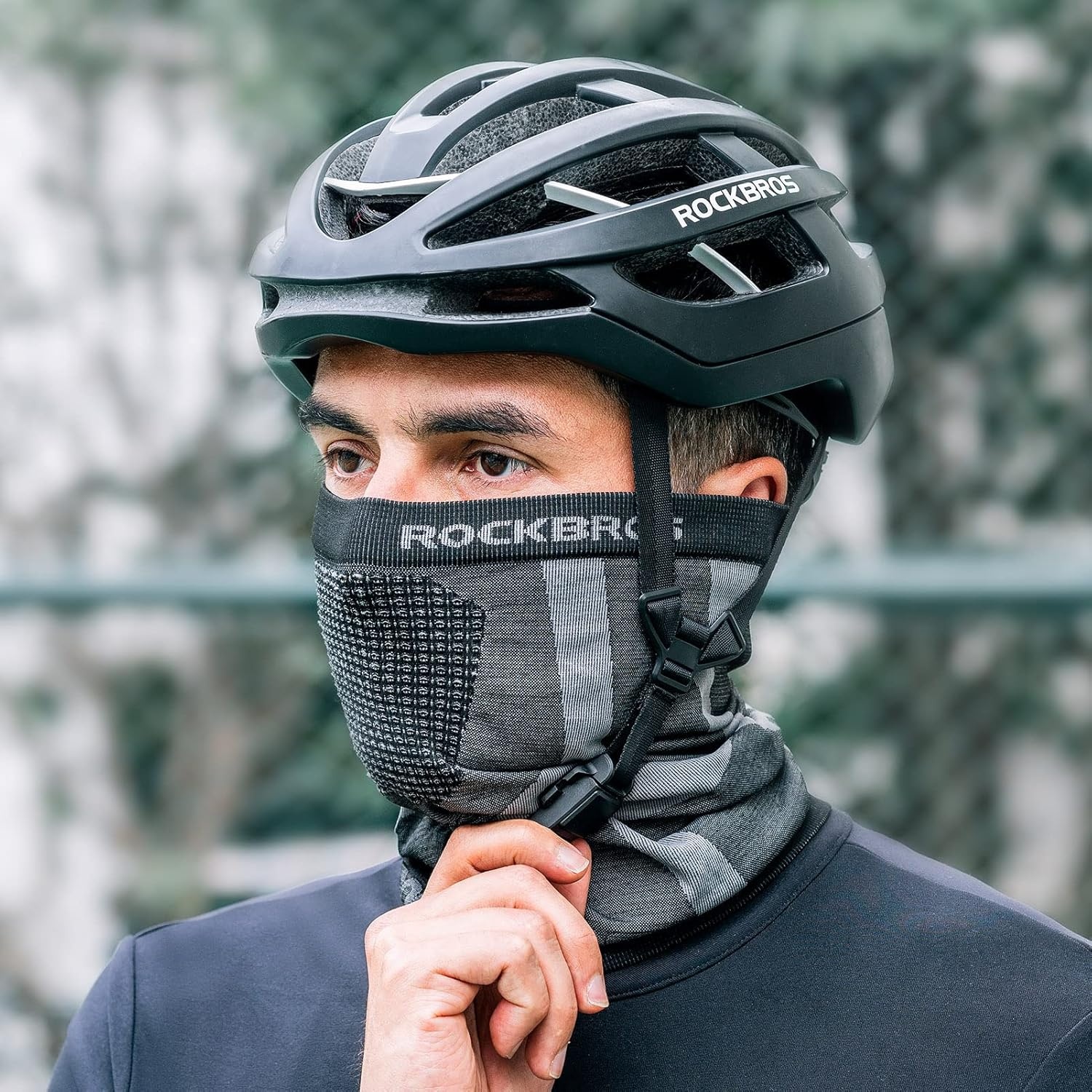 image:imageROCKBROS Neck Gaiter for Men Half Face Mask for Women Breathable Air Hole Design Suit for Ski Snowboard HuntingBlackblack