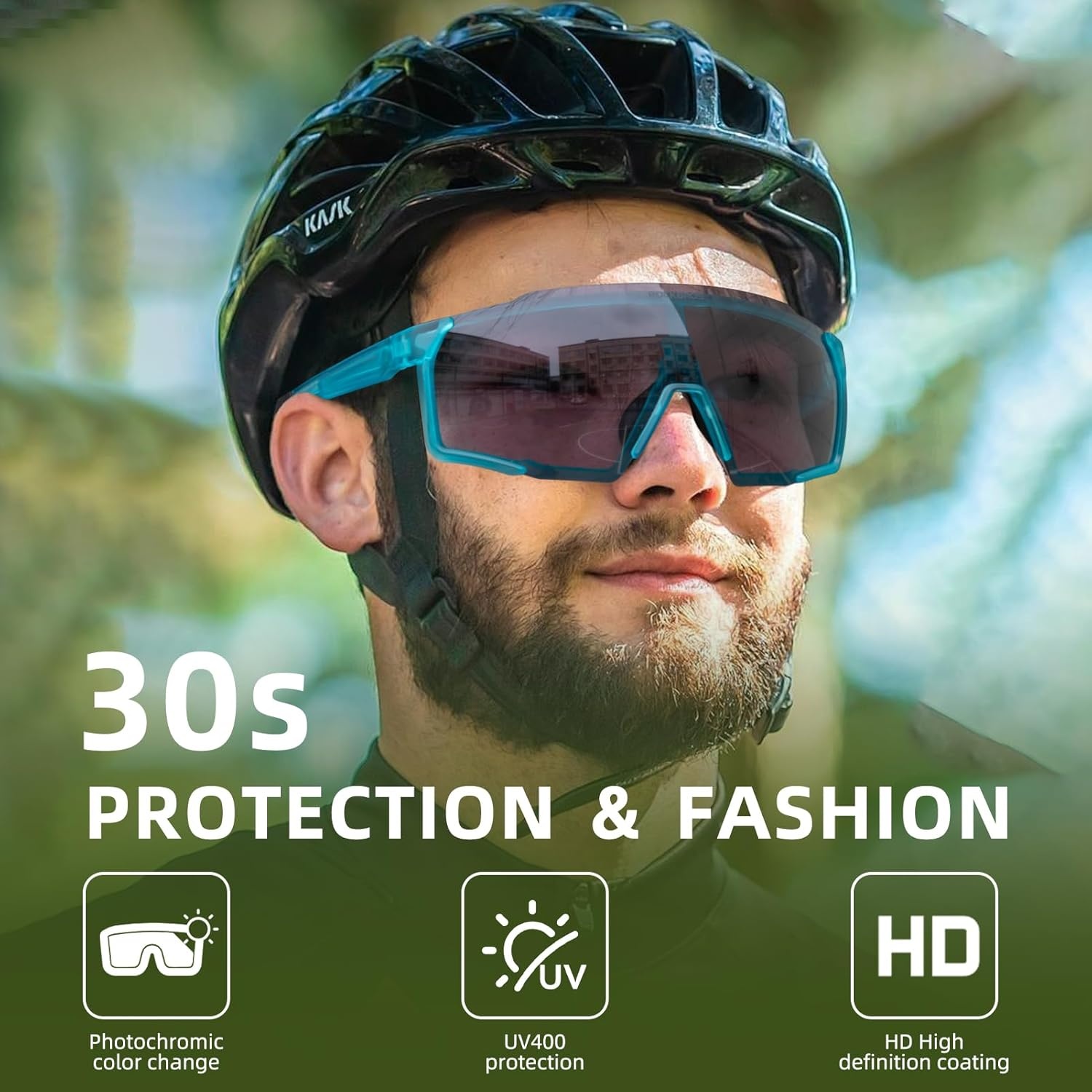 image:imageROCKBROS Photochromic Sport Cycling Sunglasses for Men Women Lightweight Comfortable UV ProtectionBlue