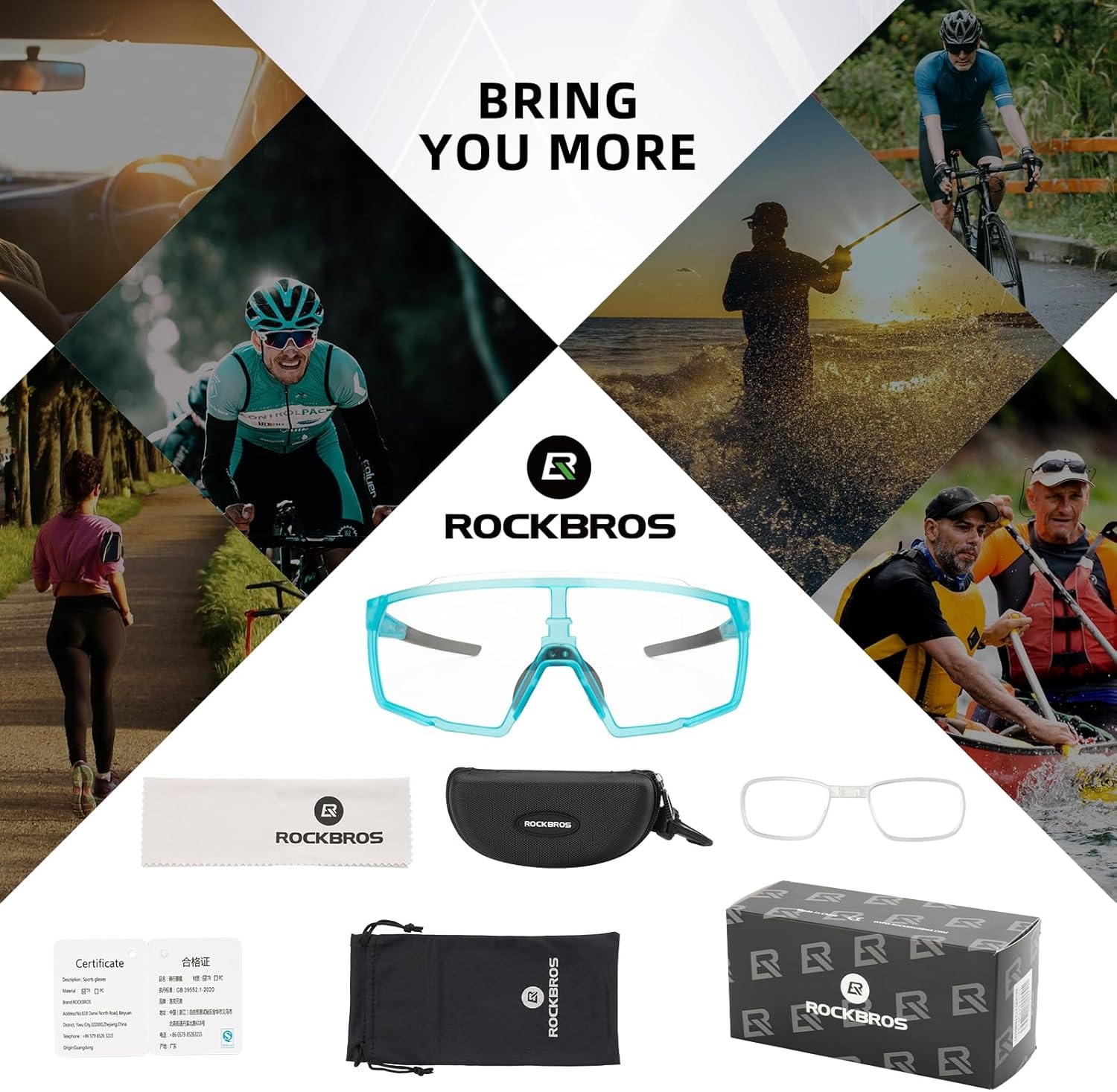 image:imageROCKBROS Photochromic Sport Cycling Sunglasses for Men Women Lightweight Comfortable UV ProtectionBlue