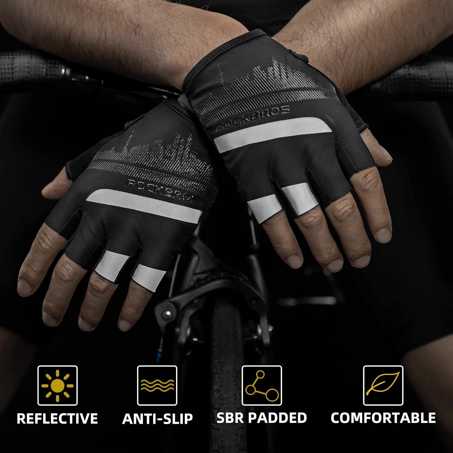 image:imageROCKBROS Touch Screen Cycling Gloves AntiSlip Breathable Full FingerAsia L US M