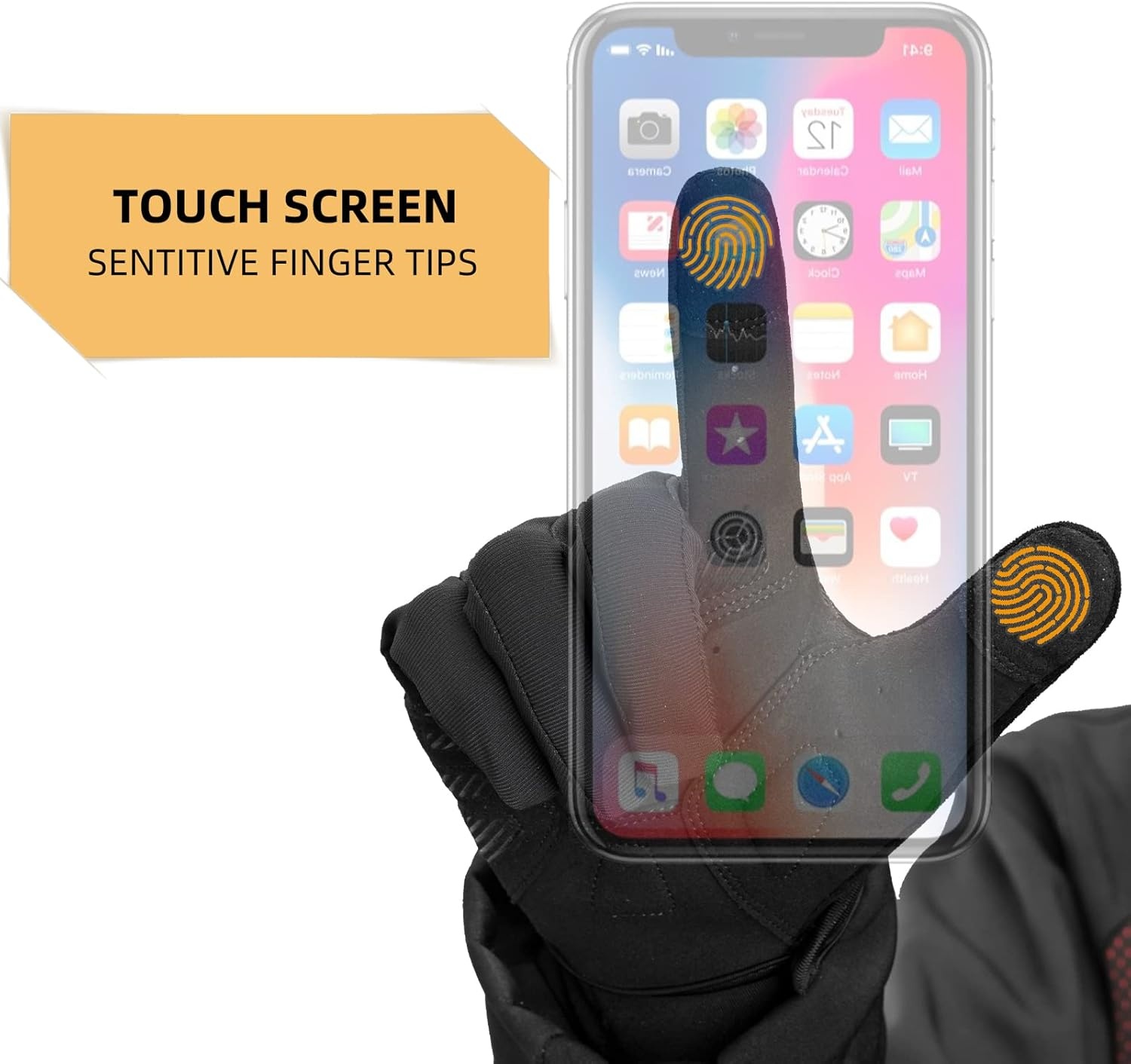 image:imageROCKBROS Touch Screen Cycling Gloves AntiSlip Breathable Full FingerAsia XL US L