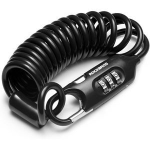 ROCKBROS 6FT Long Bike Lock Cable Combination Motorcycle Helmet Lock, Portable, Anti-Theft, for Scooter/Bicycle/Ebike(Black)