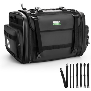 ROCKBROS Motorcycle Tail Bag 50L Expandable Travel Luggage Bag Motorcycle Rear Seat Saddle Bag, Motorbike Accessories Storage Bag with Waterproof Rain Cover Black