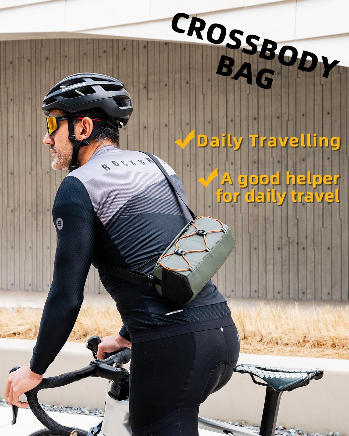 image:imageROCKBROS Bike Handlebar Bag 22L Bicycle Handle Bar Bag Portable Bike Front Bag Handlebar Storage Bag with Shoulder StrapDark Green