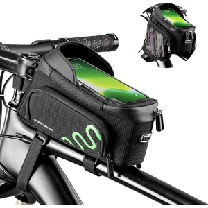 ROCKBROS Bicycle Phone Holder with Side Bags (Up to 2L) Bike Frame Bag Bike Phone Mount Bag Bike Top Tube Bag for Cycling Mountain Road Bike Pouch Accessories Storage Bag