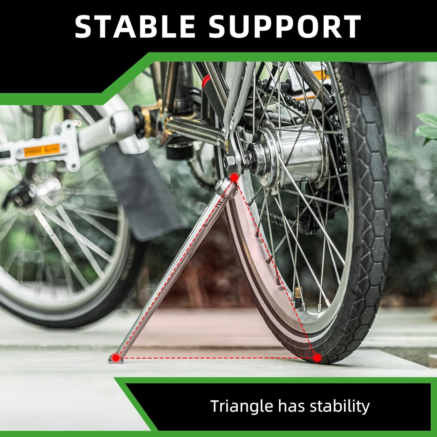 image:imageROCKBROS Bike Kickstand Bicycle Kickstands for 16 Inch Wheel Brompton Folding Bike Adjustable Center Mount Bike Stand for Mountain BikeRoad BicycleAdult BikeSports Bike Blackred