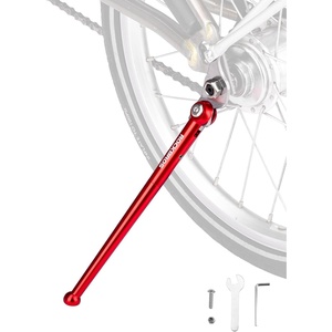 ROCKBROS Bike Kickstand Bicycle Kickstands for 16 Inch Wheel Brompton Folding Bike Adjustable Center Mount Bike Stand for Mountain Bike/Road Bicycle/Adult Bike/Sports Bike, Black(red)