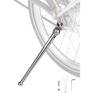 ROCKBROS Bike Kickstand Bicycle Kickstands for 16 Inch Wheel Brompton Folding Bike Adjustable Center Mount Bike Stand for Mountain Bike/Road Bicycle/Adult Bike/Sports Bike, Black(silver)