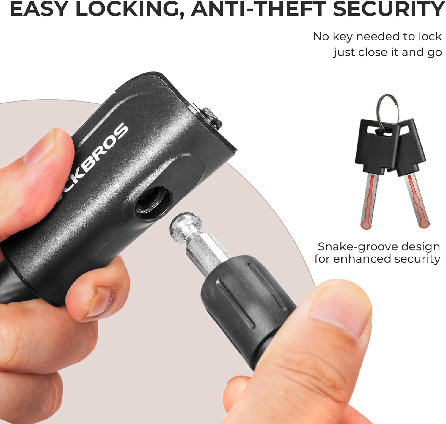 image:imageROCKBROS Bike Cable Lock with Keys 36ft AntiTheft Bicycle Lock with Mount 045inch Thickened Steel Cable OneTouch Quick Lock for Bike Ebike Scooter Motorcycle