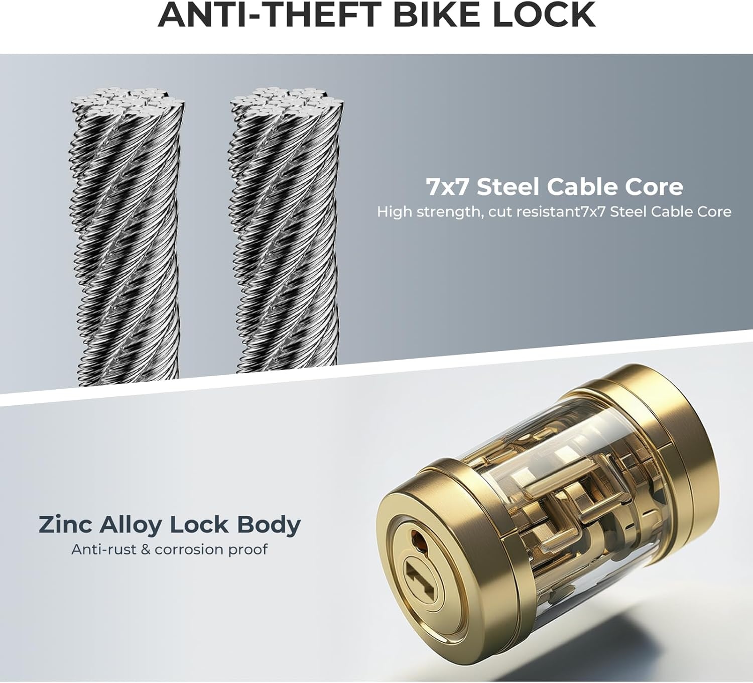 image:imageROCKBROS Bike Cable Lock with Keys 36ft AntiTheft Bicycle Lock with Mount 045inch Thickened Steel Cable OneTouch Quick Lock for Bike Ebike Scooter Motorcycle