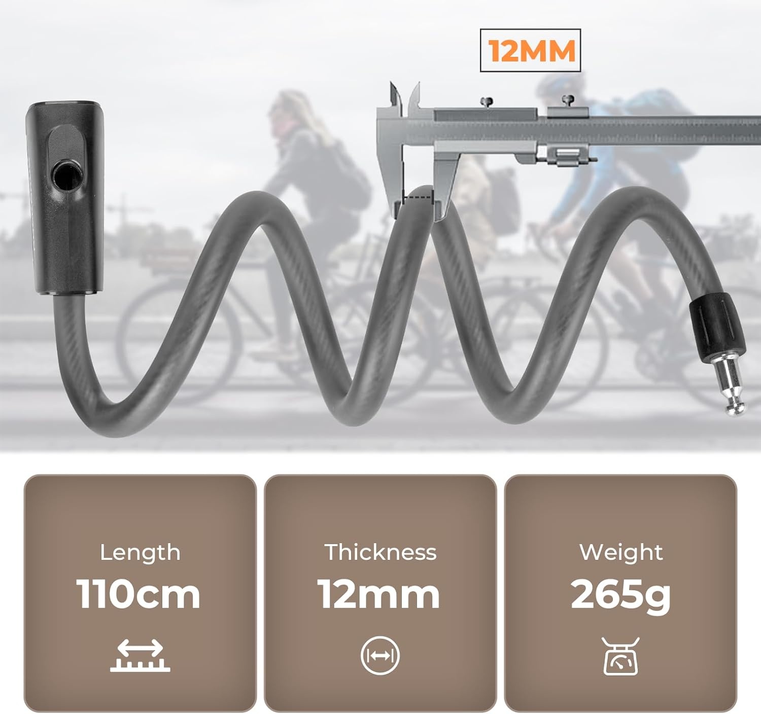 image:imageROCKBROS Bike Cable Lock with Keys 36ft AntiTheft Bicycle Lock with Mount 045inch Thickened Steel Cable OneTouch Quick Lock for Bike Ebike Scooter Motorcycle