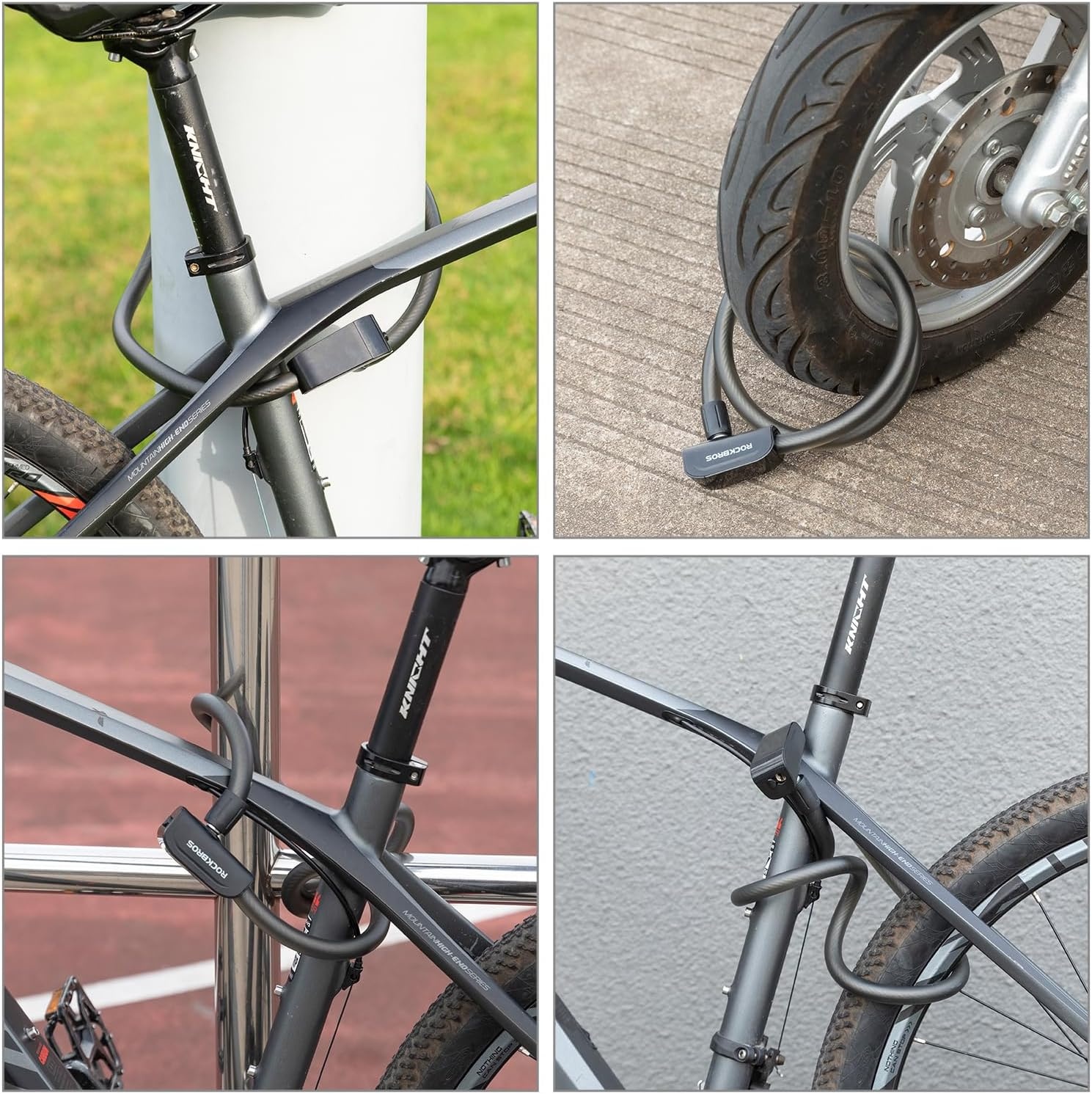 image:imageROCKBROS Bike Cable Lock with Keys 36ft AntiTheft Bicycle Lock with Mount 045inch Thickened Steel Cable OneTouch Quick Lock for Bike Ebike Scooter Motorcycle