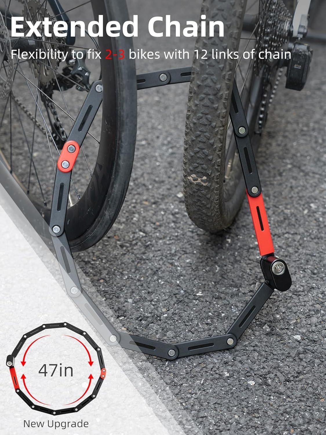 image:imageROCKBROS Folding Bike Lock 120cm4724inch with 2 Keys Bike Locks E Bicycle Non Theft Heavy Duty Electric Scooter Lock for Ebike Motorcycle E Bicycle