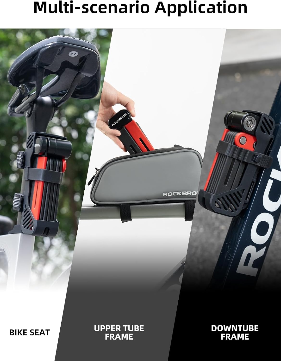 image:imageROCKBROS Folding Bike Lock 120cm4724inch with 2 Keys Bike Locks E Bicycle Non Theft Heavy Duty Electric Scooter Lock for Ebike Motorcycle E Bicycle