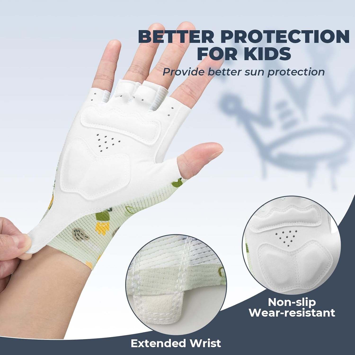 image:imageROCKBROS Kids Half Finger Cycling Gloves Non Slip Fingerless Sport Gloves Boys Girls Bike Riding Shockproof Sports GlovesGreen
