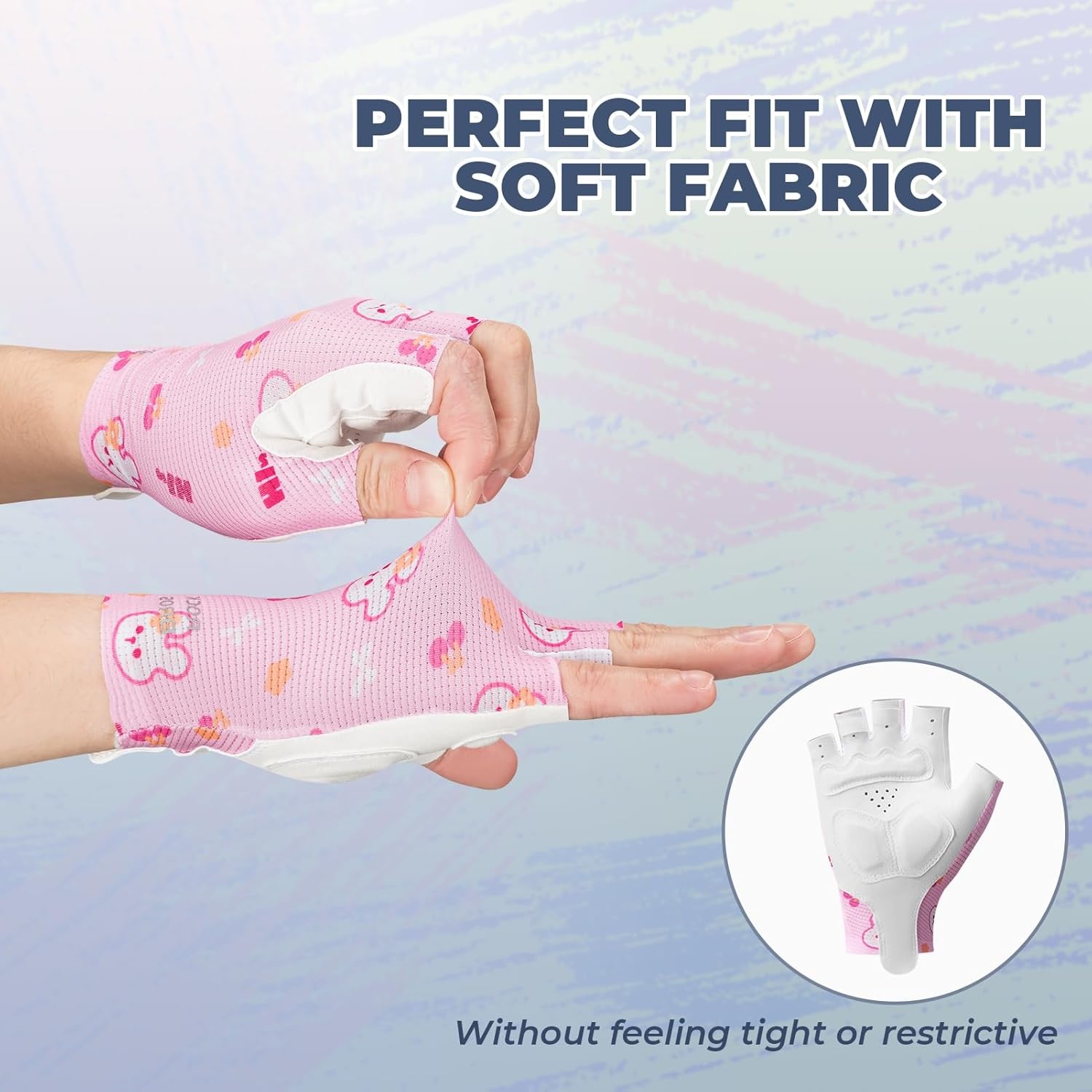 image:imageROCKBROS Kids Half Finger Cycling Gloves Non Slip Fingerless Sport Gloves Boys Girls Bike Riding Shockproof Sports GlovesPink