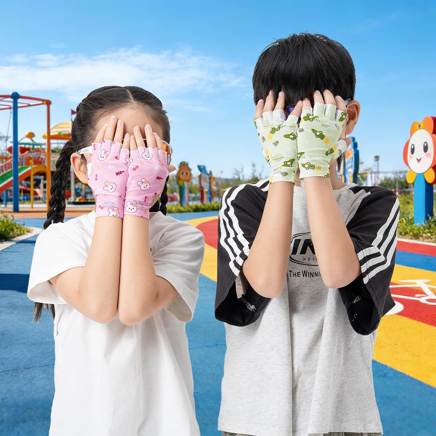 image:imageROCKBROS Kids Half Finger Cycling Gloves Non Slip Fingerless Sport Gloves Boys Girls Bike Riding Shockproof Sports GlovesPink