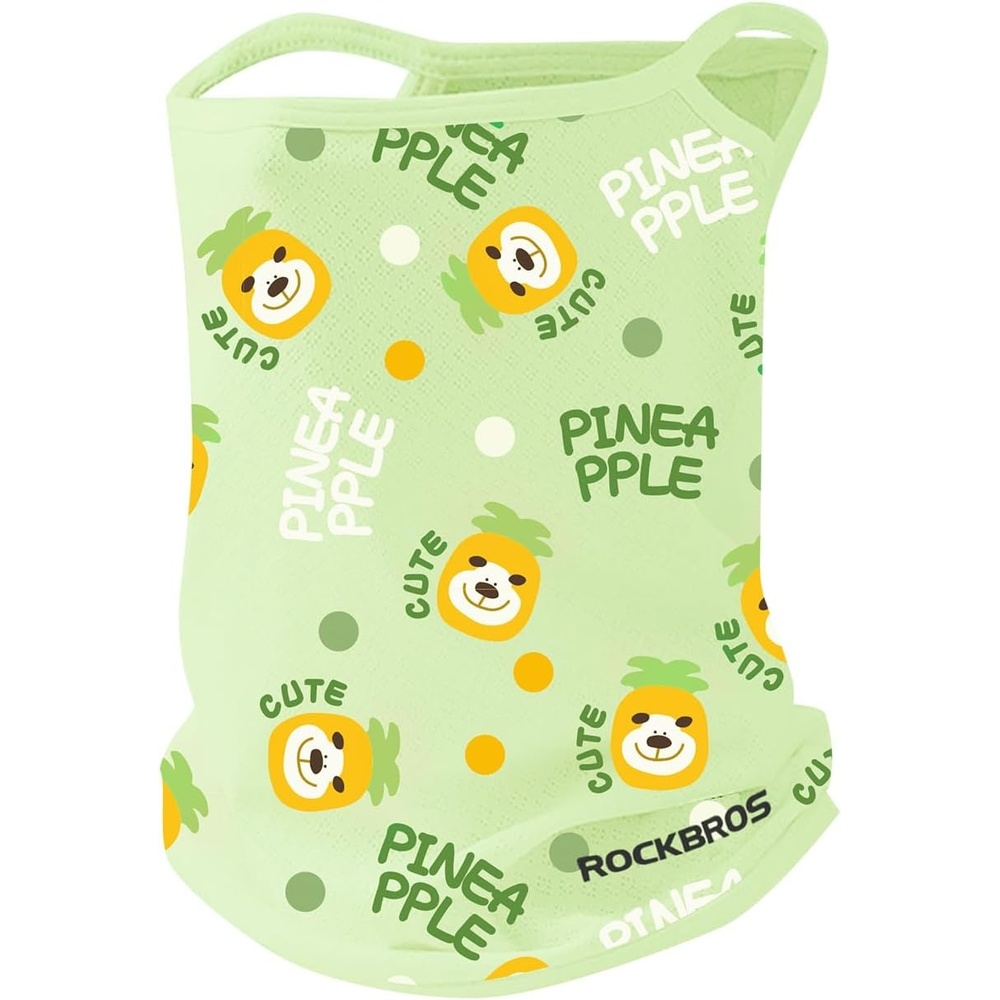 image:imageROCKBROS Kids Cooling Neck Gaiter UPF50 Face Cover with Ear Loops Summer Scarf for Boys Girls Age 712Green