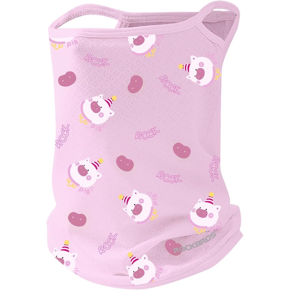 image:imageROCKBROS Kids Cooling Neck Gaiter UPF50 Face Cover with Ear Loops Summer Scarf for Boys Girls Age 712Pink